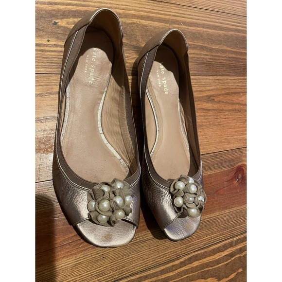 Kate Spade Champagne Bindi Peep Toe Flat, size 10 - Picture 5 of 10